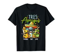 Tres Amigos Tequila Sal Limón Cinco de Mayo Mexicano Camiseta
