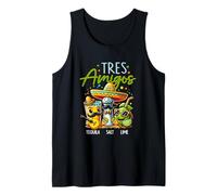 Tres Amigos Tequila Sal Limón Cinco de Mayo Mexicano Camiseta sin Mangas