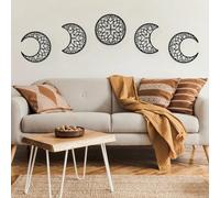 Tres Aristas Fase Lunar Decoración Pared Moderna 5 Piezas - Nuevo Diseño Moderno - Decoracion para Salon, Dormitorios y otras estancias - Decoracion Hogar para pared (Negro)