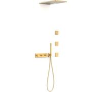 Tres B-System conjunto de ducha empotrado con termostato con rociador con efecto lluvia oro 30725405OM