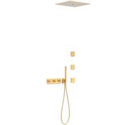 Tres B-System conjunto de ducha empotrado con termostato con rociador con efecto lluvia oro 30725406OM
