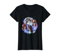Tres Basset Hounds aúllan en la Luna, Padre de Perro Amante del Basset Hound Camiseta gráfica económica, Mujer, Negro, XL