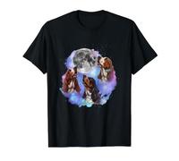 Tres Basset Hounds aúllan en la Luna, Padre de Perro Amante del Basset Hound Camiseta gráfica económica, Hombre, Negro, XL