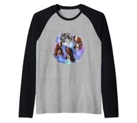 Tres Basset Hounds aúllan en la Luna, Padre de Perro Amante del Basset Hound Camiseta Manga Raglan