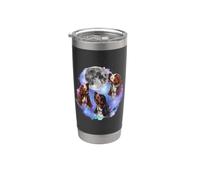 Tres basset hounds aúllan en la luna, padre de perro amante del basset hound Vaso térmico de acero inoxidable de doble pared