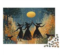 Tres Brujas Bailando bajo la Brillante luz de la Luna 1000 Piezas Rompecabezas para Adultos para Amantes O Amigos Imposable 52x38cm/1000pcs