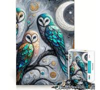 Tres búhos bajo la Luna, Rompecabezas de 1000 Piezas para Adolescentes, Puzzle Wise Think Toy, diversión Sencilla, Corte preciso, selección de Deseos de Papá Noel 38x26cm