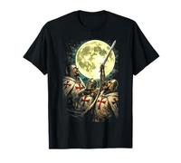 Tres Caballeros Templarios Cruzado Luna Aullando Camiseta