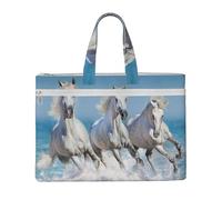 Tres caballos blancos,Bolsa de lona para documentos con cremallera, bolso de mano, maletín para la escuela y la oficina.