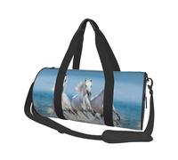 Tres Caballos Blancos, Bolsa de Viaje de Gran Capacidad, Bolso Redondo, Bolsa de Viaje Deportiva, Bolsa de Mano, Bolsa de Fitness