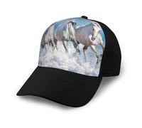 Tres Caballos Blancos,Gorra de béisbol clásica Ajustable, Gorra de papá, Gorra de Camionero Unisex.