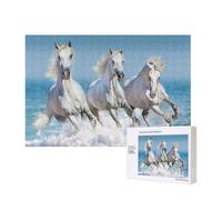 Tres Caballos Blancos,Rompecabezas de Madera de 300 Piezas, Juego Familiar, Rompecabezas para Adultos, Adolescentes, decoración del hogar