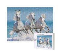 Tres Caballos Blancos,Rompecabezas de Madera de 500 Piezas, Juego Familiar, Rompecabezas para Adultos, Adolescentes, decoración del hogar