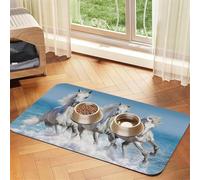 Tres Caballos Blancos,Tapete para Comida de Mascotas, manteles Individuales de Cuero sintético para Gatos y Perros,40x60cm