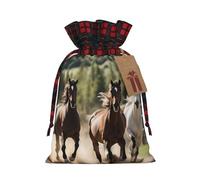 Tres caballos corriendo exquisitas bolsas de regalo de Navidad con cordón, reutilizables, para experiencias de regalo excepcionales