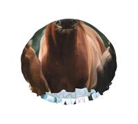 Tres caballos negros,Gorro de ducha, gorro de noche, gorro de baño elástico impermeable de doble capa, reutilizable para el cabello.