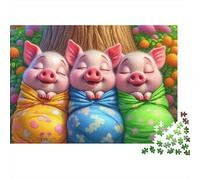 Tres Cerdos Felices Puzzle Adultos 1000 Piezas Cartón para Parejas Regalo Navidad para Entretenimiento Oferta Mejor Regalo 70x50cm/1000pcs
