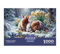 Tres conejosPuzzles Imposible,desafío for Adults Winter Bosque Entretenimiento Creativo 1000 Piezas Obra De Arte De Juego De para Adultos Y Niños A Partir De 12 Años 70x50cm/1000pcs