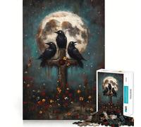 Tres Cuervos en una Cruz con la Luna, Rompecabezas de 1000 Piezas para Adolescentes, Puzzle Wise Think Toy, diversión Sencilla, Corte preciso, selección de Deseos de Papá Noel 50x75cm