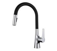 Tres de latón de Tres Funciones Manejo de Agua fría y Caliente Crane de Agua Montaje de Cocina montado en la Mezcla de Grifo de Cocina (Cromo Negro)