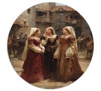 Tres Elegantes Damas de la Corte Patio de un Castillo escocés del Siglo XV Rompecabezas Puzzle,1000pcs (67.5x67.5cm) Adulto Juego EduGatoivo Decoración del Hogar