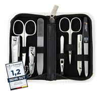 Tres Espadas | Exclusivo 16 Juego de manicura - Pedicura - Juego de cuidado de uñas - /funda, fabricado en Solingen, piel auténtica, varios diseños