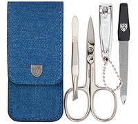 Tres Espadas, Exclusivo 4 Juego de manicura - Pedicura - Juego de cuidado de uñas/funda, fabricado en Solingen, varios diseños