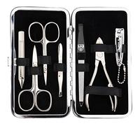 'Tres Espadas Kit de cuidado de uñas "Marsala 7 piezas Set - Clavo Set - Neceser Viaje de manicura y pedicura estuche con handgefertigten Acero Instrumentos en Marca de calidad - Exclusivo set de manicura de elegante funda de piel artificial rojo, incluye caja de regalo, gamuza de limpieza de microfibra y Info folleto para el cuidado (000064)