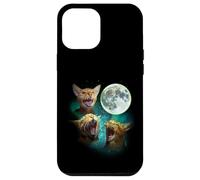 Tres Gatos abisinios aullan en la Luna 3 Lobos Parodia Divertida Carcasa para iPhone 12 Pro MAX