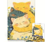 Tres Gatos acurrucados Entre Flores Rompecabezas de 1000 Piezas para Adolescentes Desarrollo de la Memoria Diseño Relajante y Divertido ¡Una cálida Sorpresa! 50x75cm
