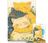 Tres Gatos acurrucados Entre Flores Rompecabezas de 1000 Piezas para Adolescentes Desarrollo de la Memoria Diseño Relajante y Divertido ¡Una cálida Sorpresa! 50x75cm