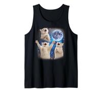 Tres Gatos Aullando A La Luna Extraño Meme Gato Camiseta sin Mangas