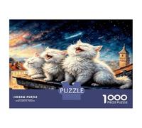 Tres Gatos Blancos 1000 Piezas Set De Puzzle Capricho Estrellado Puzzle Cartón Premium - Antiestrés Y Decoración, Regalo para Mujeres, Hombres Y Niños, Entrena El Cerebro 52x38cm/1000pcs