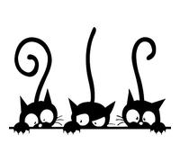 Tres Gatos Graciosos Animal Etiqueta de la Pared Hogar habitación PVC Etiquetas de la Ventana Mural DIY decoración extraíble Pegatinas de Pared decoración para el hogar ( )