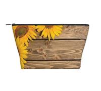 Tres Girasoles En Madera, Bolsa de artículos de tocador Bolsa de Maquillaje Bolsa de cosméticos Bolsa de artículos de tocador de Viaje portátil