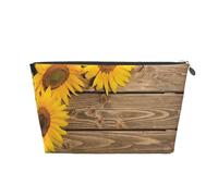 Tres Girasoles En Madera, Bolsa de artículos de tocador Bolsa de Maquillaje Bolsa de cosméticos Bolsa de artículos de tocador de Viaje portátil
