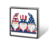 Tres gnomos con patrón de bandera patriótica unisex broches y alfileres cuadrados ligeros para solapa, joyería para ropa, chal, sombrero