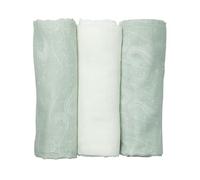 Tres Kilos Sept - Lote de 3 Capas de algodón - 100% Muselina de algodón - Secado rápido - Certificado Oeko-Tex® Standard 100 - Verde Agua - Diseño océano - 70 x 70 cm