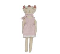 Tres Kilos Sept - Muñeca de Tela para bebé - Nacimiento - Juguete de Despertar - Recién Nacido - Popelín de algodón 100% orgánico - Gato - Rosa - 20 cm