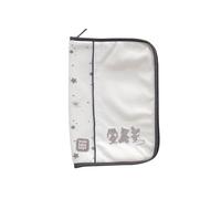 Tres Kilos Sept - Protector de cuaderno de salud - bebé - nacimiento - blanco - gris - diseño de estrellas - detalles bordados de conejo oso y ratón - 25 x 17,5 cm - lavable a máquina