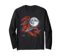 Tres Langosta Luna 3 Crustáceos Parodia Amante del Mar Manga Larga