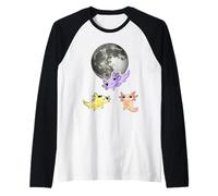 Tres lindos axolotls bajo la luna Axolotl Salamander Magic Camiseta Manga Raglan