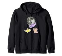 Tres lindos axolotls bajo la luna Axolotl Salamander Magic Sudadera con Capucha
