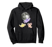 Tres lindos axolotls bajo la luna Axolotl Salamander Magic Sudadera con Capucha