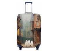 Tres lindos fantasmas en la ciudad vieja de la calle, fundas elásticas para equipaje de viaje, a prueba de polvo, resistente a los arañazos, protector de maleta de 22 a 24 pulgadas