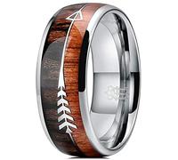 Tres llaves joyería 6mm 8mm Koa cebra flechas de madera incrustaciones de tungsteno anillos de boda vikingos bandas de caza para hombres mujeres Plateado
