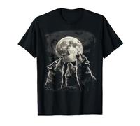 Tres lobos aullando a una luna llena Arte Alfa Salvaje Hombres Mujeres Camiseta