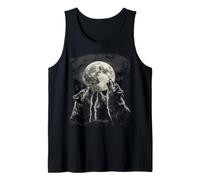 Tres lobos aullando a una luna llena Arte Alfa Salvaje Hombres Mujeres Camiseta sin Mangas