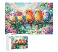 Tres Loros en Rama con Puesta del Sol Junto al mar Puzzle 1000 Piezas para Adultos Juego Relajante Nocturno Mejora De La Atención Regalo para La Noche 1000 PCS