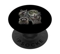 Tres mapaches Retro gráfico Vintage diseño de Luna PopSockets PopGrip Adhesivo